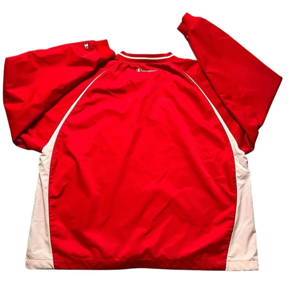 Champion Logo Scout Red Pullover Windbreaker Jacket Men’s 3XL V Neck B2410